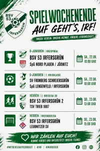 🟢⚪️ SPIELWOCHENENDE BEIM BSV 53 IRFERSGRÜN ⚽️