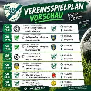 🟢⚪ Spieltagsvorschau – BSV 53 Irfersgrün ⚽️⚽️